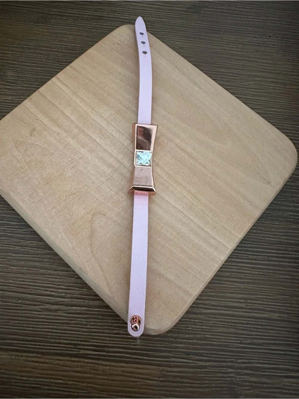 Women's Pink Ted Baker Leather Rose gold Bow Bracelet - Picture 8 of 9